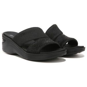 Bzees Black Mules & Clogs with Wedge Heel and Cushioned Footbed